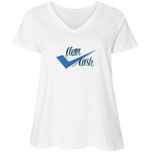 Load image into Gallery viewer, check clean cash Women's LAT Curvy Plus Size V-neck Tee