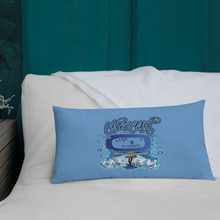 Load image into Gallery viewer, Legit Trappers check clean Cash sky blue Premium Pillow