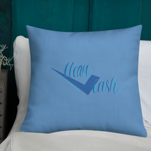 Load image into Gallery viewer, Legit Trappers check clean Cash sky blue Premium Pillow